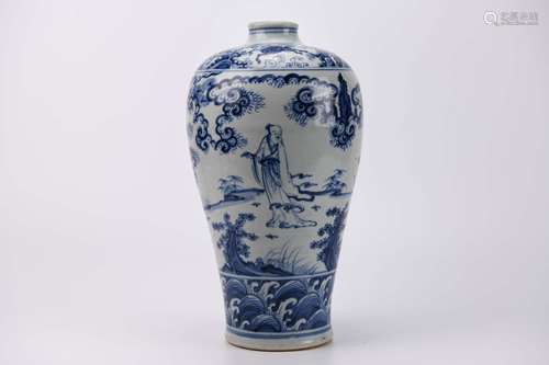 A Blue and White Figure Meiping