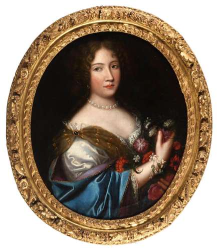 MIGNARD, Pierre Umkreis. Porträt einer Dame mit Blumen.