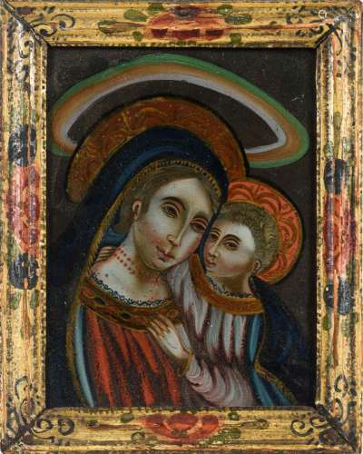 Hinterglasbild Maria mit Kind.