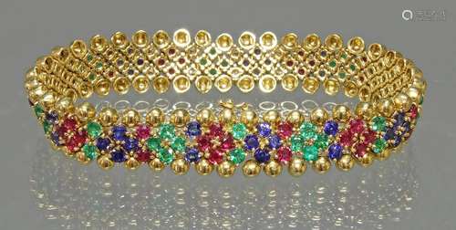 Armband, Millefiori, GG 750, 8 Brillanten zus. ca. 0.80 ct.,...