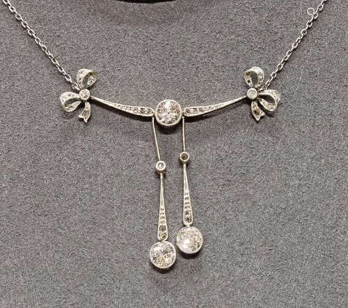 Collier, Art Deco, um 1930, Millegriff-Fassung, GG 585, Plat...