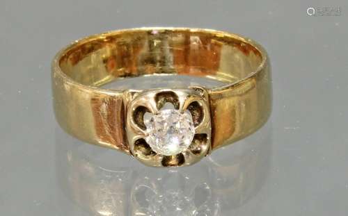 Ring, um 1930, GG 750, 1 Diamant ca. 0.25 ct., Altschliff, 3...