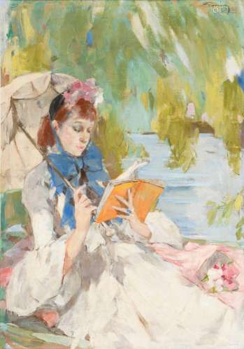 GONIN, Jacques Fernand (* 1883 Mailand). Lesende Frau.