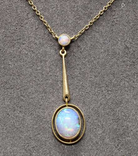 Collier, GG 585, Vollopal-Cabochon, kleiner Besatzopal, 42 c...