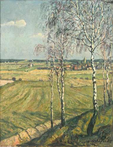 HOHLFELD, Leo (1872 Waren - 1951 Dessau). Sonnige Landschaft...