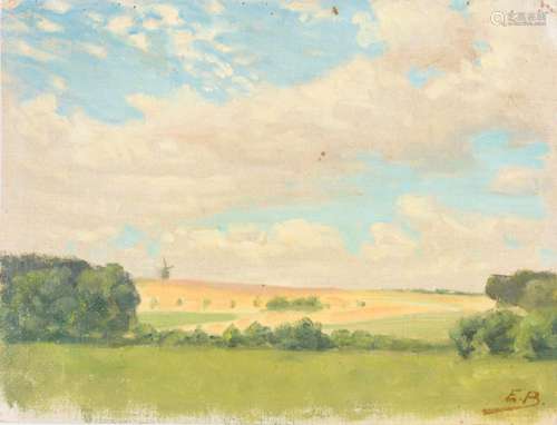 Monogrammist "E.B.": Weite Landschaft mit Kornfeld...