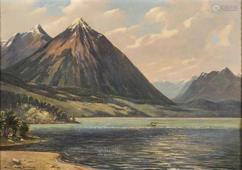 HAASE, Curt (* 1845 Berlin). "Maimorgen am Thunersee (S...