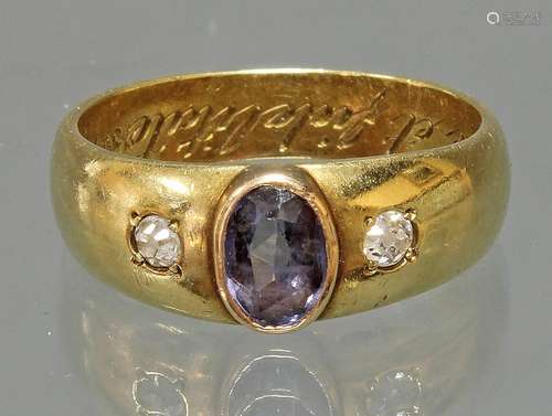 Bandring, Widmung 1916, GG 750 2 Diamanten, 1 facettierter S...