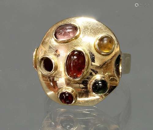 Ring, Atelierarbeit, GG 585, verschiedene farbige Edelsteine...