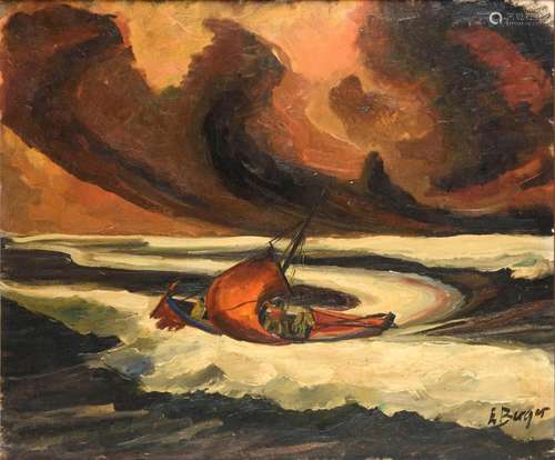 BERGER, Einar (1890 - 1961). Fischerboot nahe der Küste.