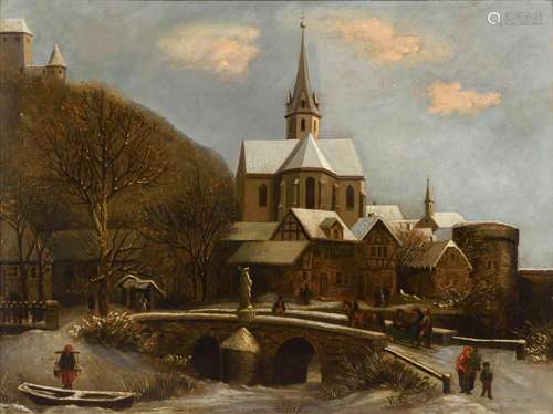 Monogrammist "K.E.": Winterlandschaft mit Kirche.