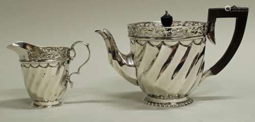 Teekanne, Sahnegießer, Silber 925, London, 1892, ohne Meiste...