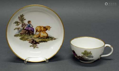 Tasse mit Untertasse, Meissen, Schwertermarke, um 1770, farb...