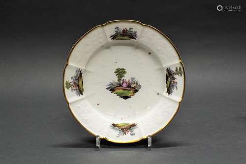 Teller, Meissen, Schwertermarke, um 1770, Reliefdekor mit Bl...