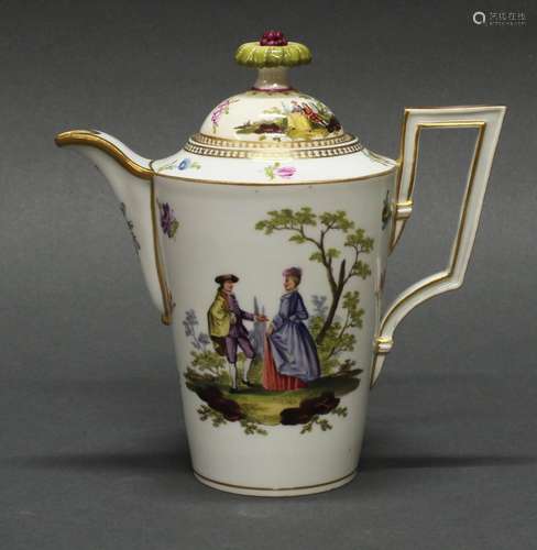 Kaffeekanne, Meissen, Schwertermarke, 1774-1817, 2. Wahl, ko...