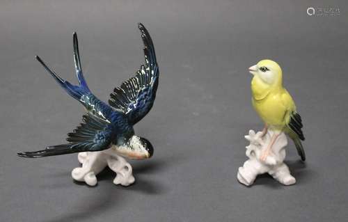 2 Porzellanfiguren, "Girlitz", "Schwalbe"...