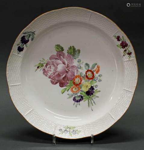 Platte, St. Petersburg, 1762-1796, Ozier, bunte Blumen, brau...