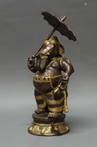 Figur, "Ganesha mit Schirm und Kanne", Indien, 20....