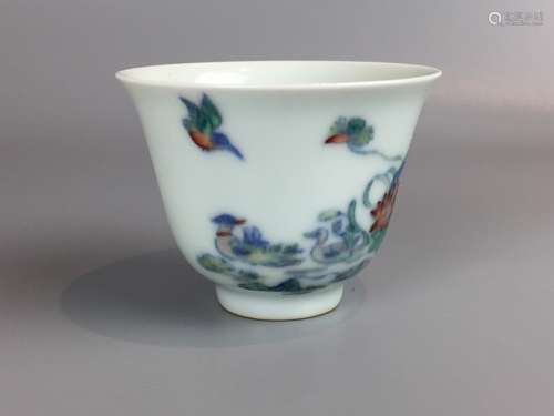 chinese dou cai porcelain tea bowl ,D 7cm H 5.5cm