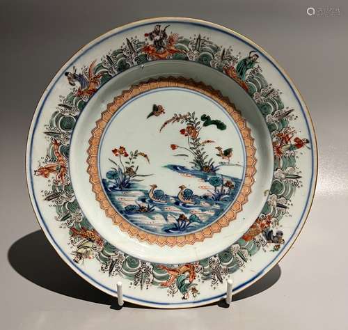 chinese dou cai porcelain plate ,D 25cm