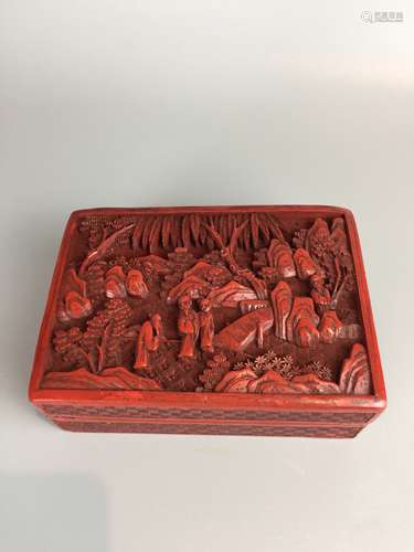 chinese lacquer box , 14.5cm x 10cm x 5cm