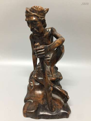 chinese hardwood craved figures , 25cm x 19cm x 12cm