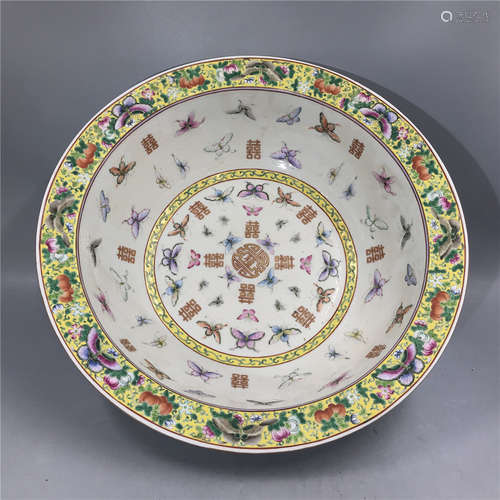 large chinese  famille rose plate D34.5cm H 10cm