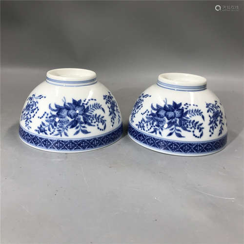 pair chinese blue and white  bowl ,D12cm H6.6cm