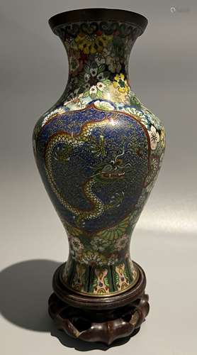 chinese cloisonne vase and stand ,H 26.5cm