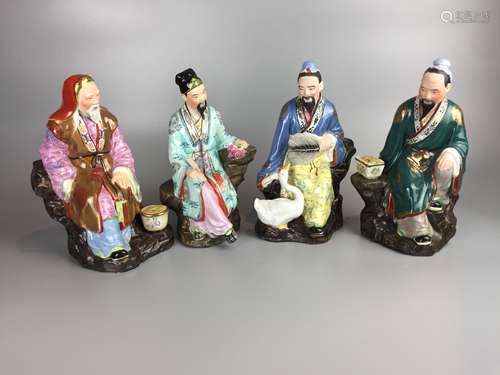 Four chinese famille rose porcelain figures ,H 21cm