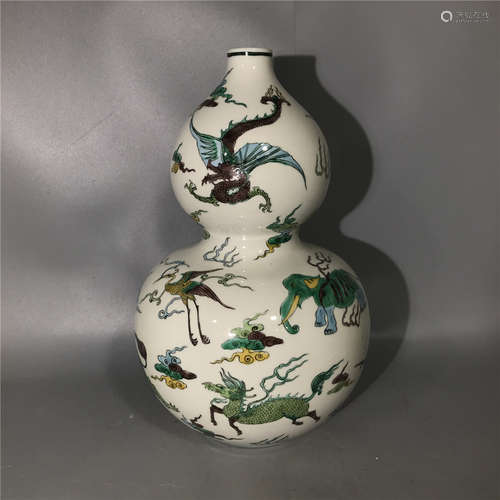 chinese famille rose double groud vase ,31.5cm