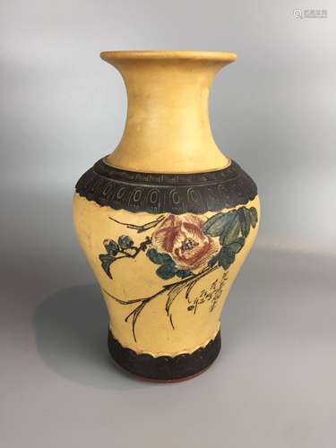 chinese yixing zi sha vase ,H24.5cm