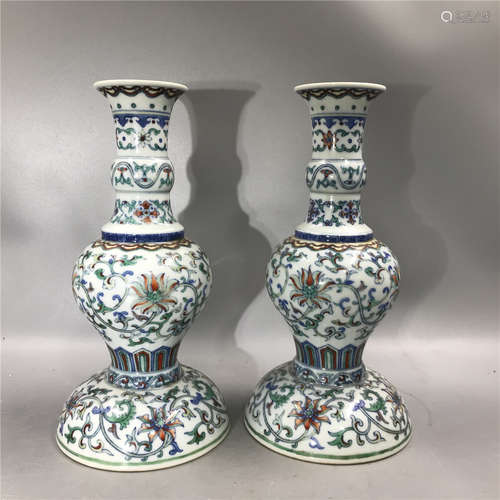 pair of chinese dou cai porcelain vase ,H22cm