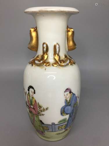 chinese famille rose porcelain hand painted figures , H 20cm