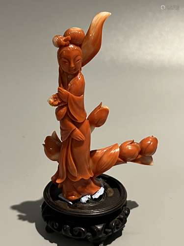 chinese red coral figures,H 11.5cm