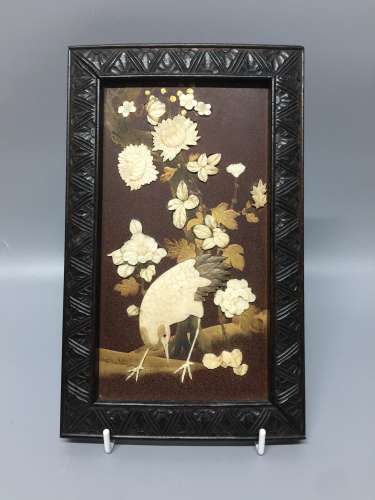 chinese craved ivory and lacquer panel ,29.5cm x 18cm