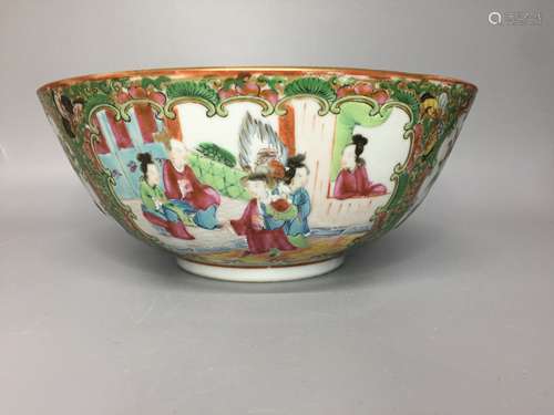 chinese canton famille rose bowl ,D21 cm , H 8.5cm