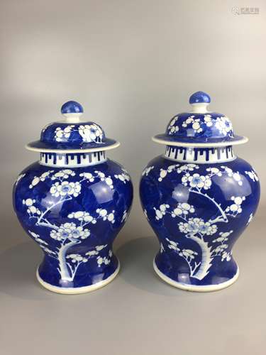 pair of chinese blue and white vase , H26.5cm