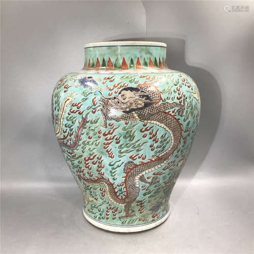 chinese famille rose dragon vase , H 32cm