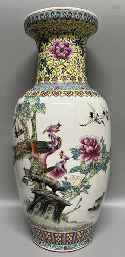 large chinese famille rose hand painted  vase , H45.5cm