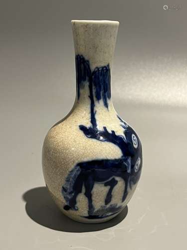 chinese blue and white bottle vase ,hand painted horse ,H13....