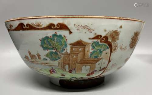 large chinese famille rose bowl ,D25.5 cm , H 11.5cm