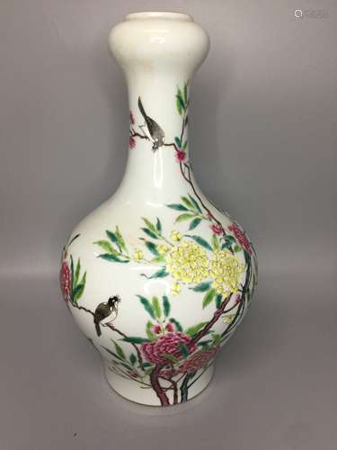 chinese famille rose porcelain hand painted flower garlic he...