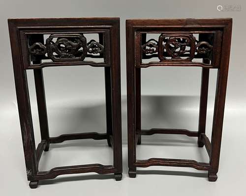 pair of chinese hardwood stand ,11cm x 11cm x 19cm