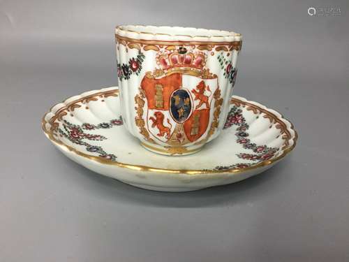 chinese famille rose tea bowl and saucer