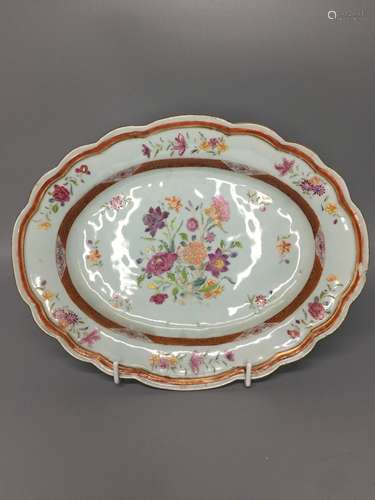 large chinese famille rose plate ,size 30.5cm x 23.5cm