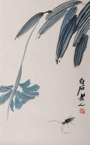 A CHINESE GRASS&INSECT PAINTING PAPER RUBBING, QI BAISHI MAR...