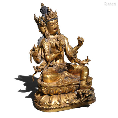 A GILT BRONZE FIGURE OF BUDDHA