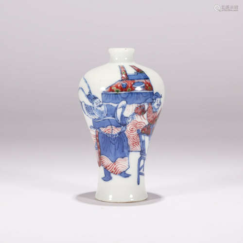 AN UNDERGLAZE BLUE AND COPPER RED GLAZE OPERA FIGURE SNUFF B...