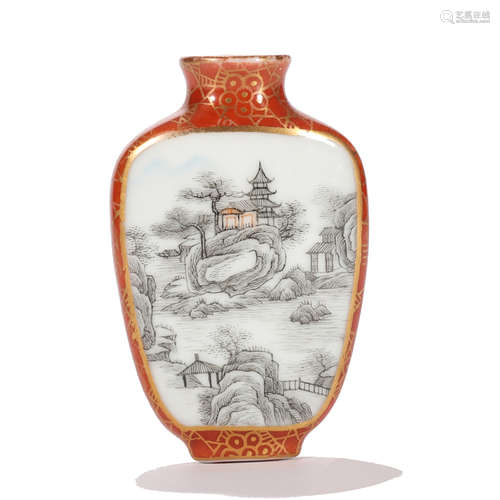 A CORAL-RED GLAZE AND LIGHT-REDDISH-PURPLE LANDSCAPE SNUFF B...